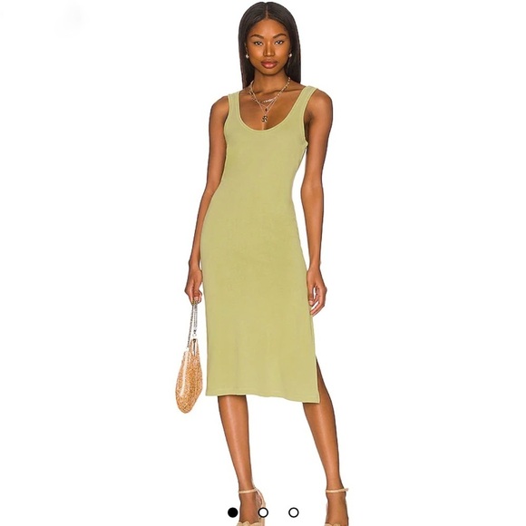 Tularosa Green The Willa Tank Dress Palm Green Shirt Midi Dress Slit NEW XS NWT - Picture 1 of 16